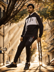 CRISTO MENS JOGGER SET EBONY GREY - Image 3